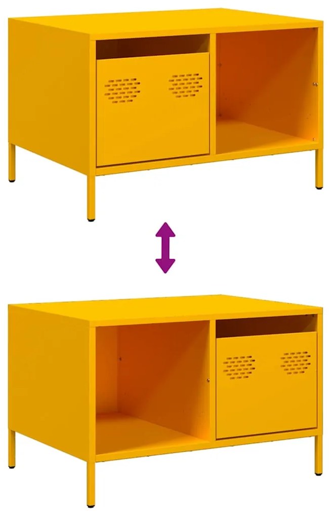 Mesa centro 68,5x50x43,5cm aço laminado a frio amarelo mostarda