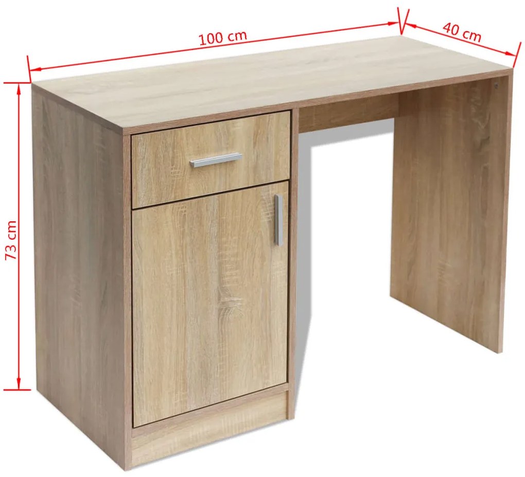 Mesa com gaveta e armário 100x40x73 cm carvalho