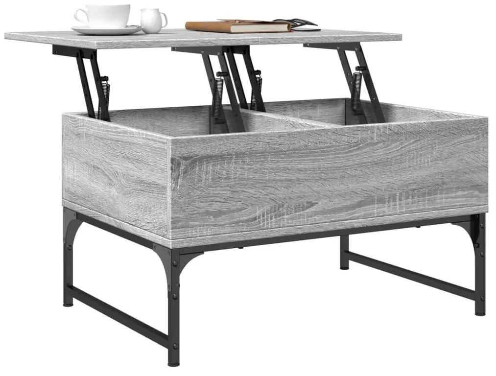 Mesa de centro 70x50x40 cm deriv. madeira/metal cinzento sonoma