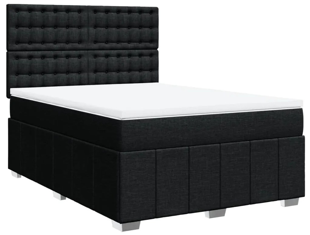 Cama com molas/colchão 160x200 cm tecido preto