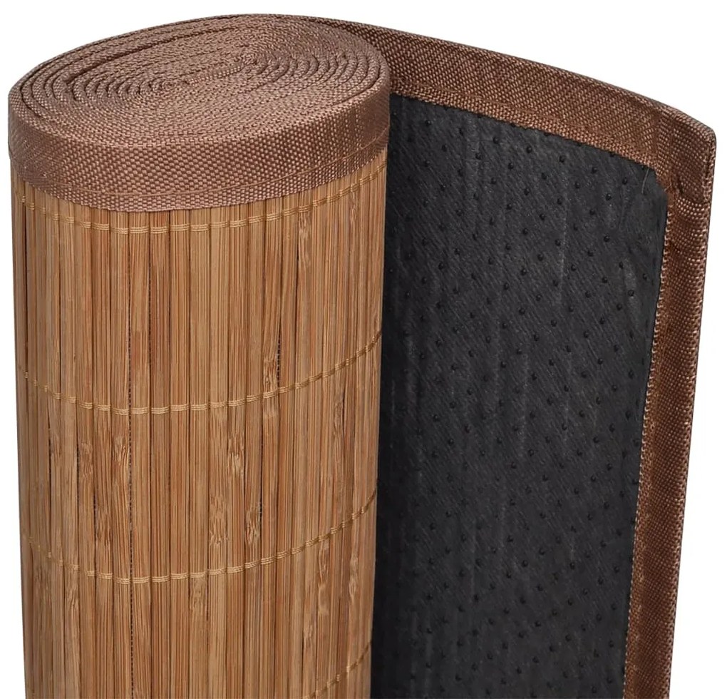 Tapete retangular bambu 80 x 300 cm castanho
