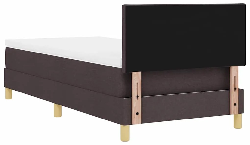 Cama Box Spring com Colchão &amp; LED Castanho 100x200 cm Tecido