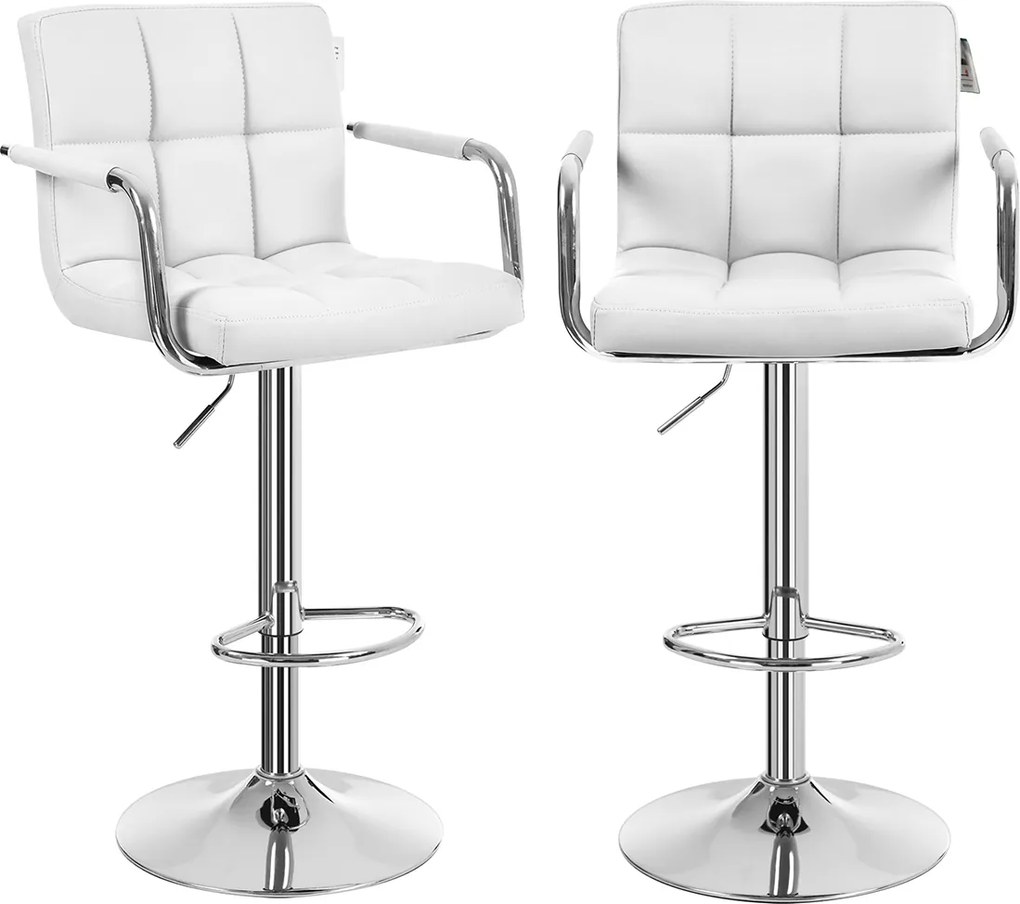 Conjunto 2 Bancos de bar com braços 2 pcs branco