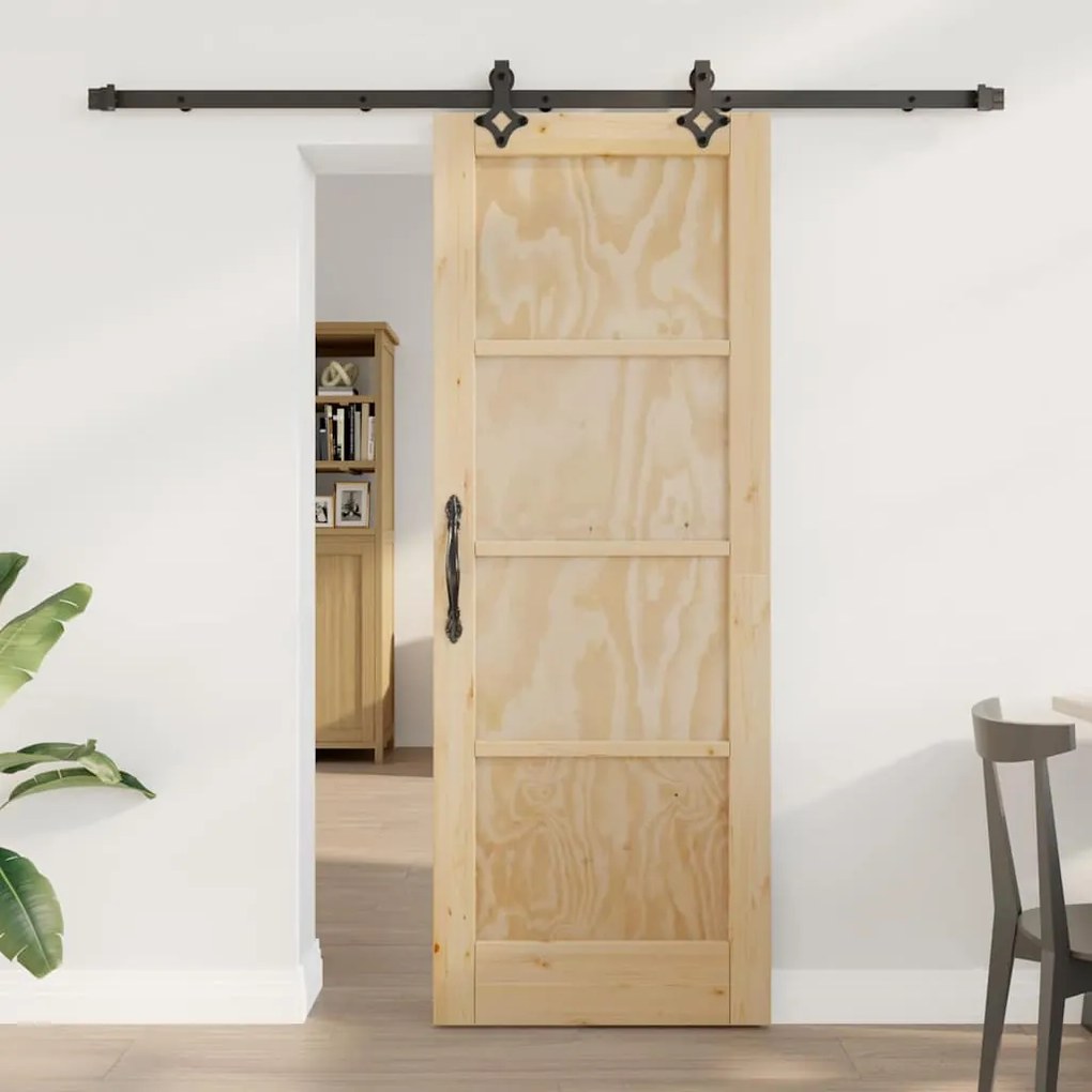 Porta Deslizante vidaXL com Conjunto de Hardware 73.5x198.5 cm Madeira Sólida de Pinho