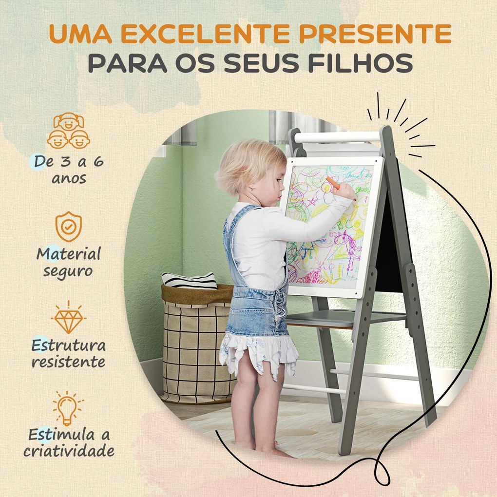 AIYAPLAY Cavalete para Crianças Cavalete com Quadro Branco e Quadro pr