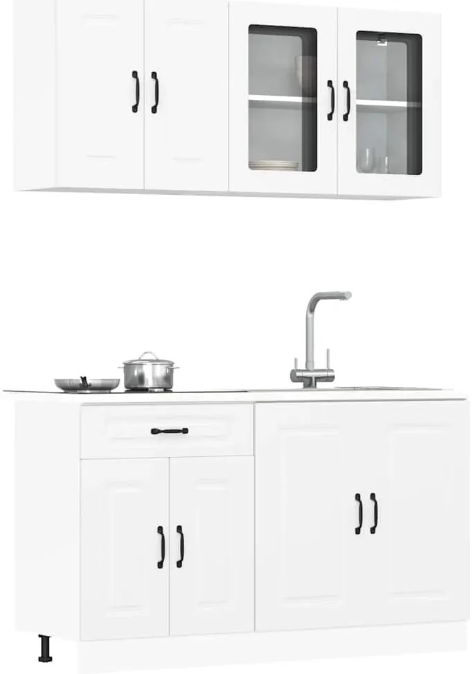 4 peças armário de cozinha conjunto Kalmar branco