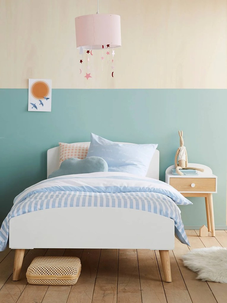 Cama de criança Montessori, TEMA CONFETES branco/madeira