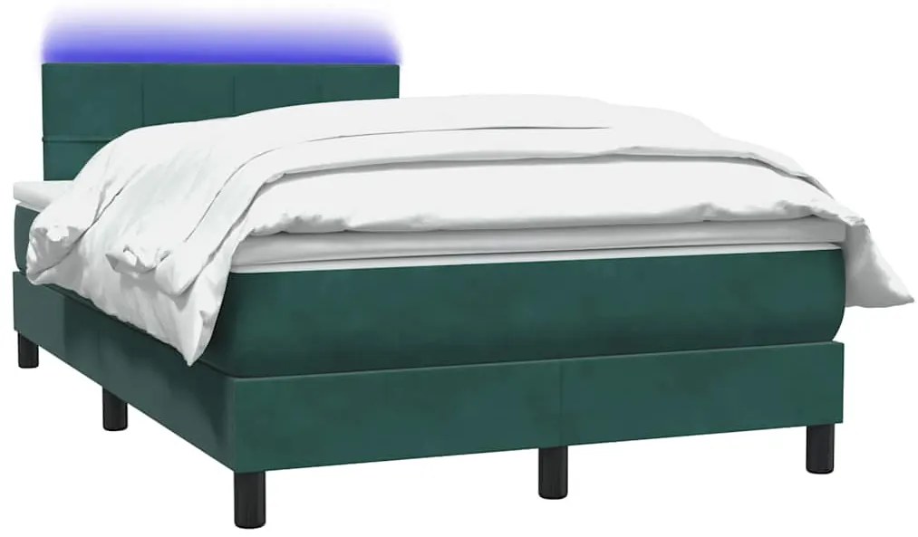 Cama boxspring com colchão 120x210 cm veludo verde-escuro