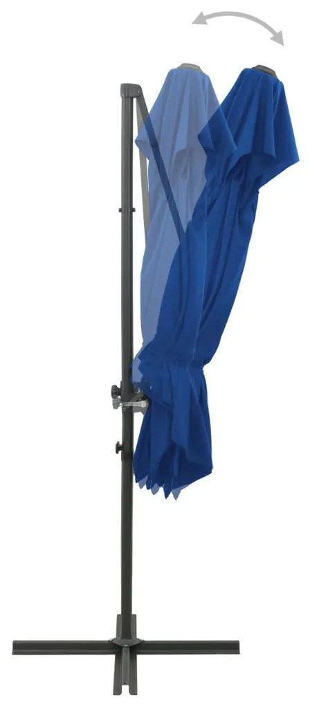 Guarda-sol jardim cantilever toldo duplo 250x250 cm azul-ciano