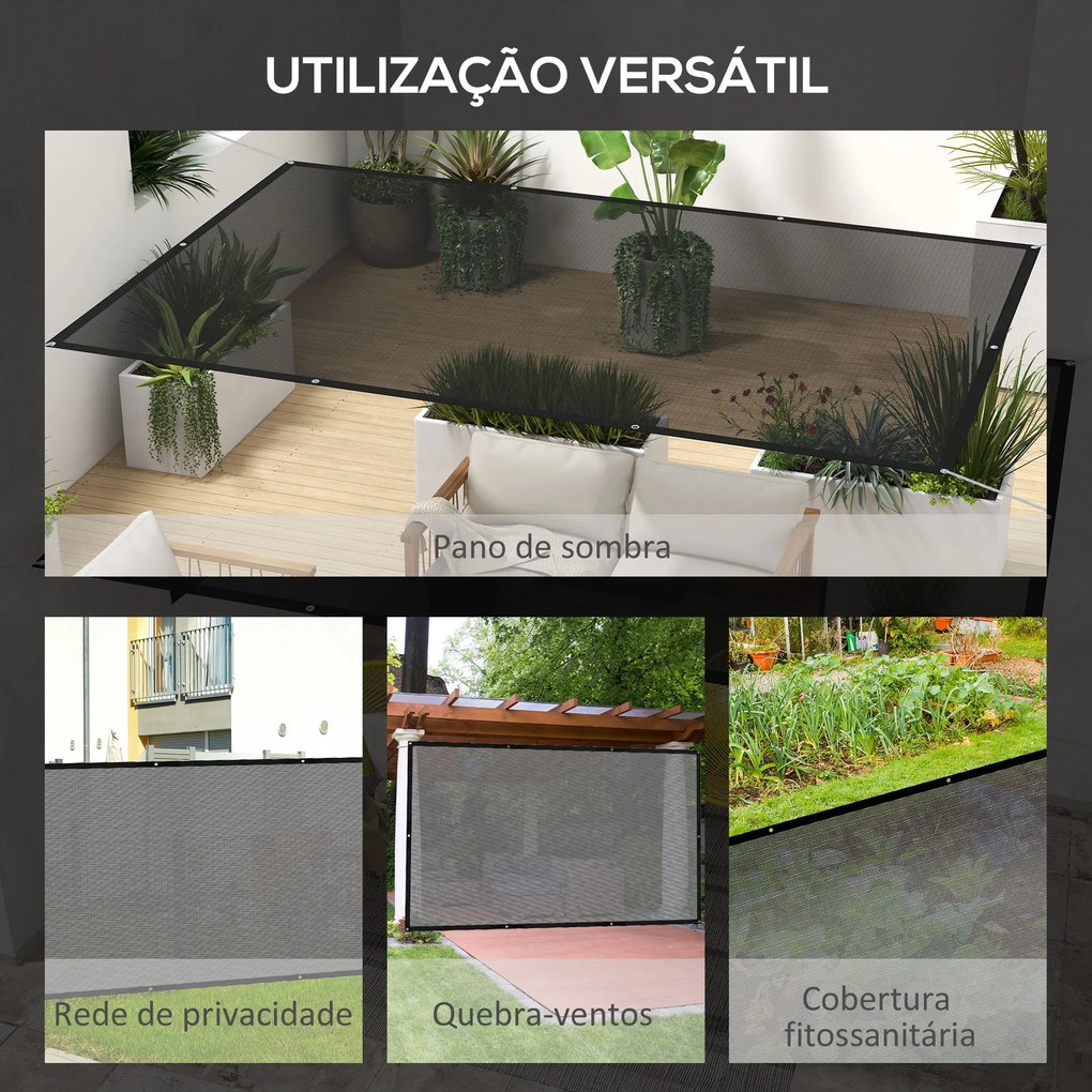 Toldo Vela de Sombra Retangular 3x2 m Toldo Vela para Jardim Proteção Solar 65% Transpirável e Anticongelante para Pátio Preto
