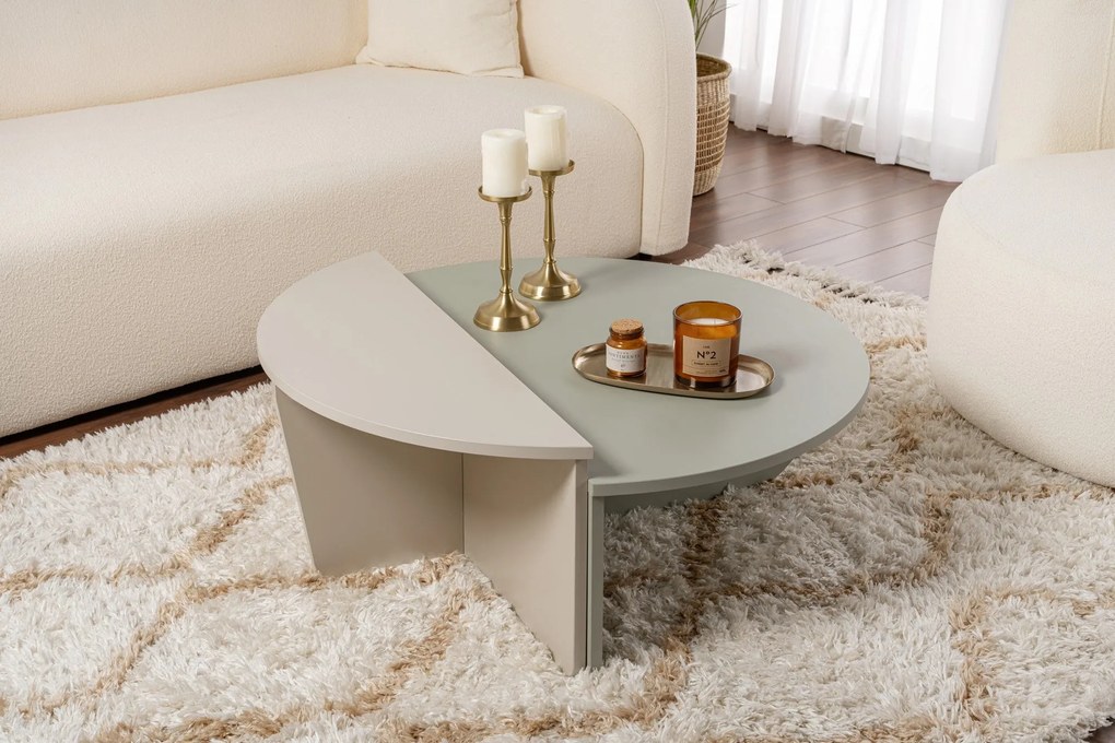 Mesa de Café Orion – Verde Cinza e Arenito – 90x30x60cm e 85x35x30cm