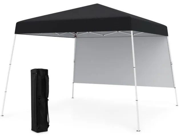 Tenda 300 x 300 cm Pop Up Dobrável com 1 Parede Lateral Com Saco, jardim, campismo, feiras, eventos com Estrutura Metálica Preta