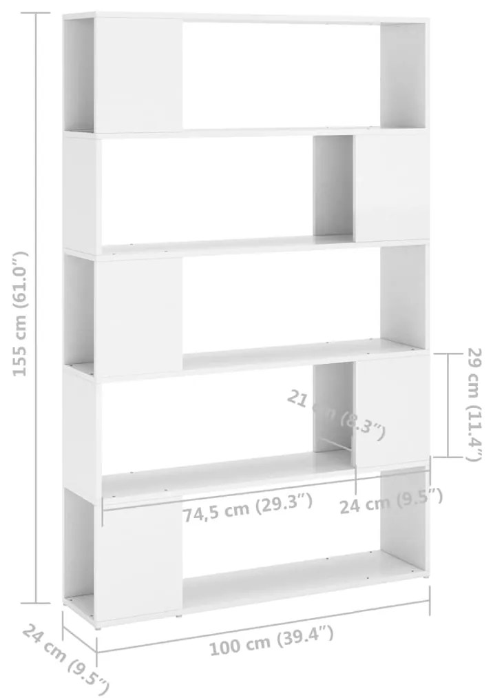 Estante/divisória derivados de madeira branco brilhante