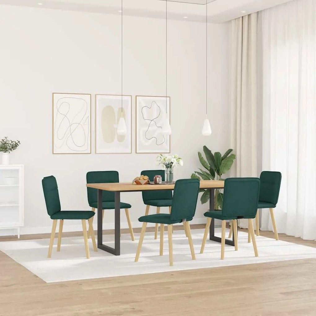 vidaXL Cadeiras de jantar 6 pcs tecido verde-escuro