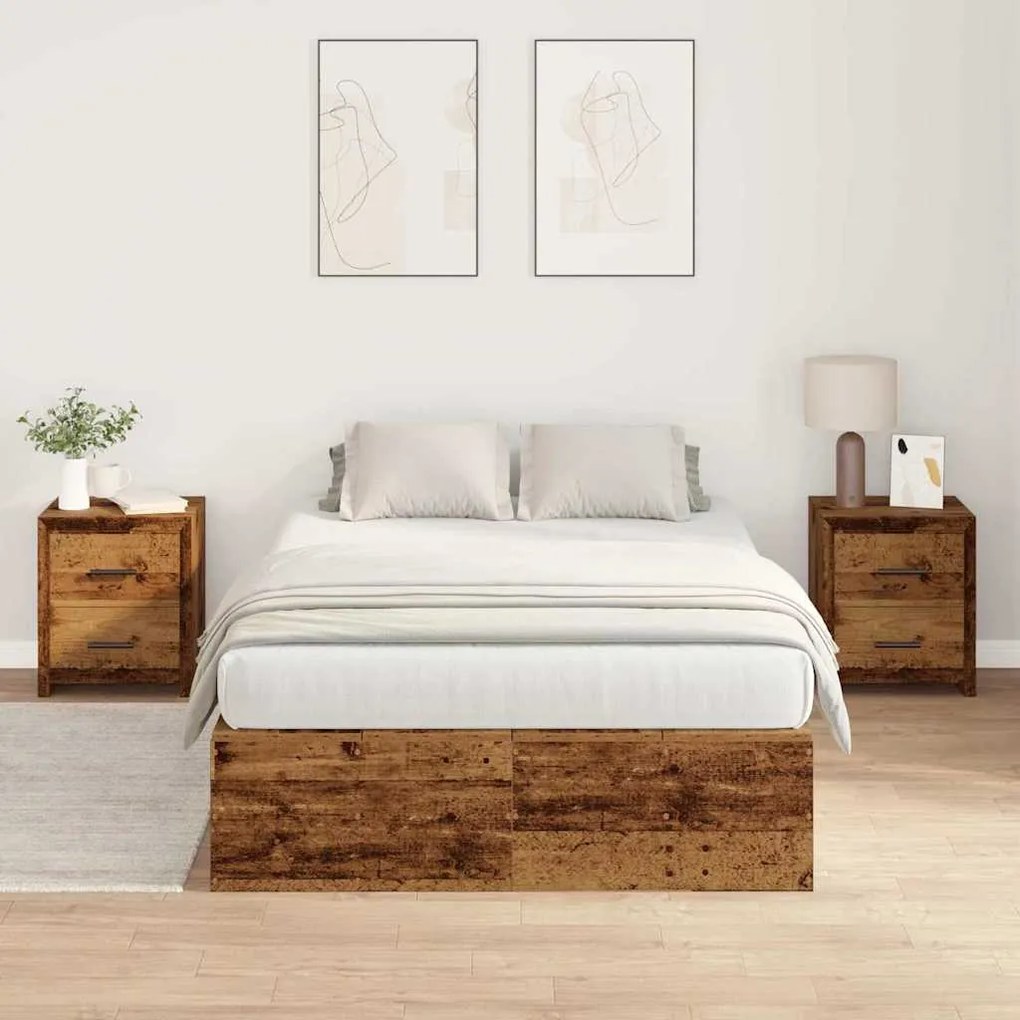 Cama com Armazenamento Madeira Antiga 120x200 cm