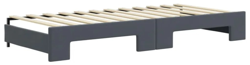 Sofá-cama c/ gavetão e colchões 90x200cm veludo cinzento-escuro