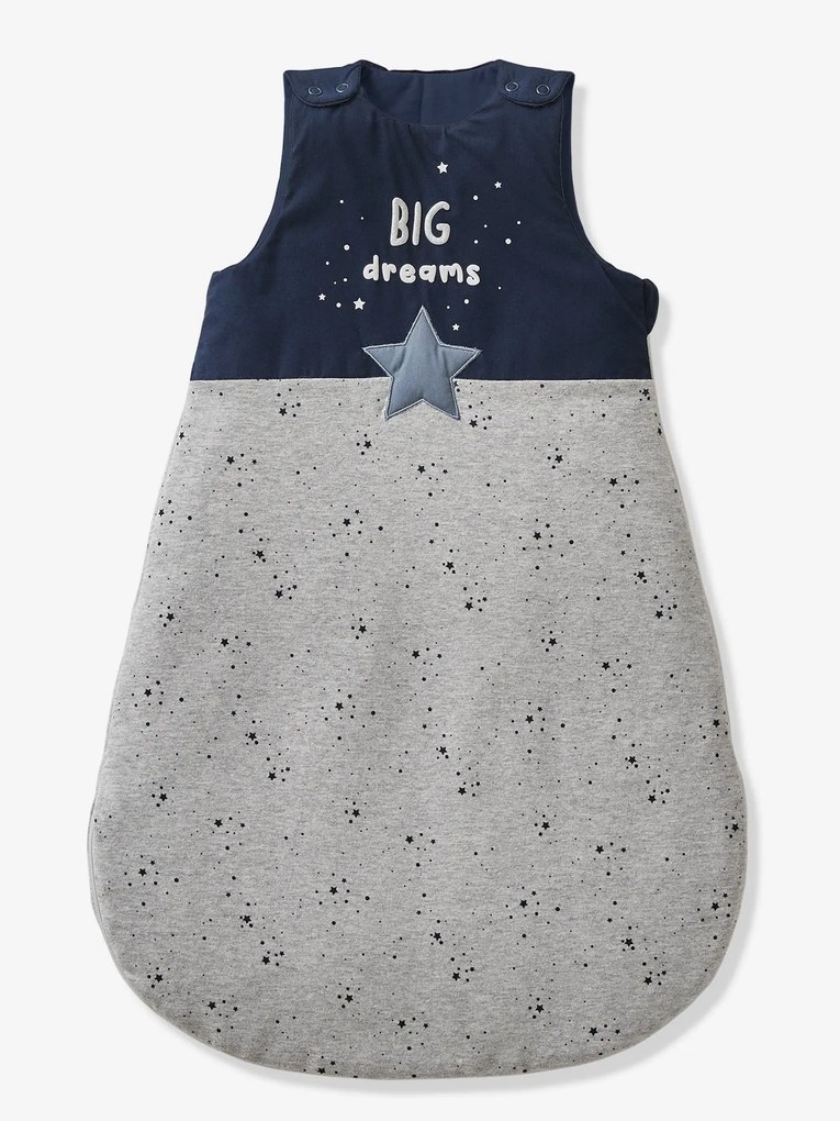 Saco de bebé sem mangas, BIG DREAMS, Oeko Tex® azul escuro liso com motivo