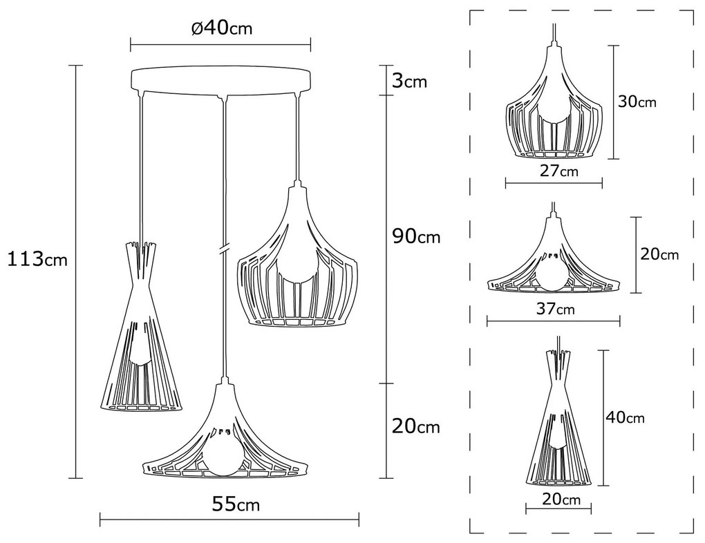 Candeeiro Chandelier Mezopotamya – Dourado – 55 cm