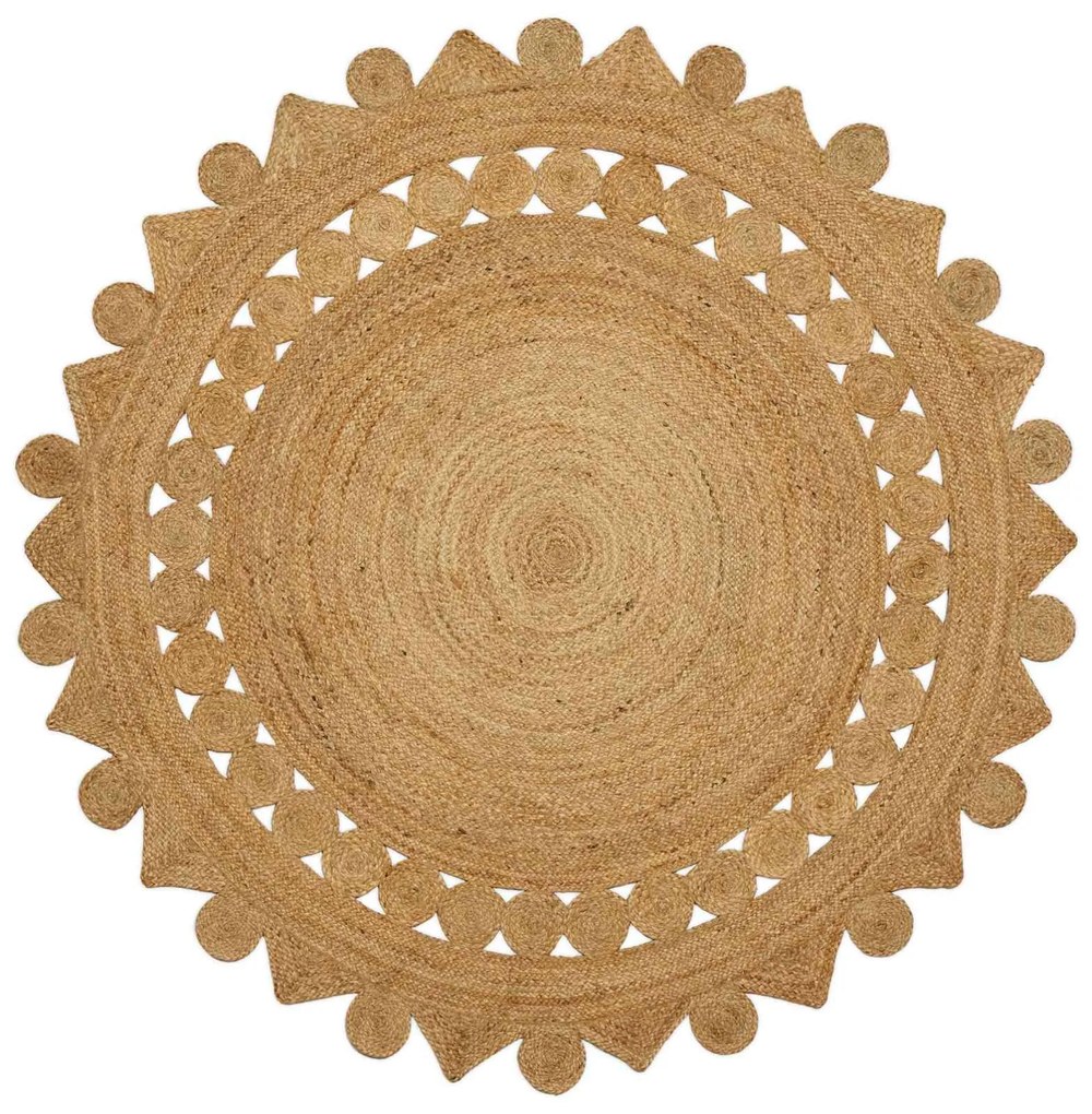 vidaXL Tapete Castanho Ø 180 cm Juta