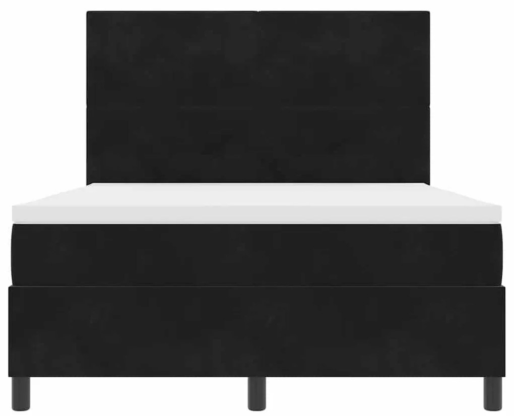 Cama Box Spring vidaXL com Colchão e LED Preto 140x200 cm Veludo