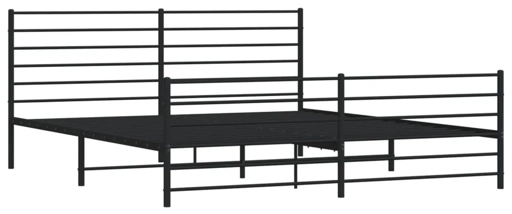 Estrutura de cama com cabeceira e pés 183x213 cm metal preto