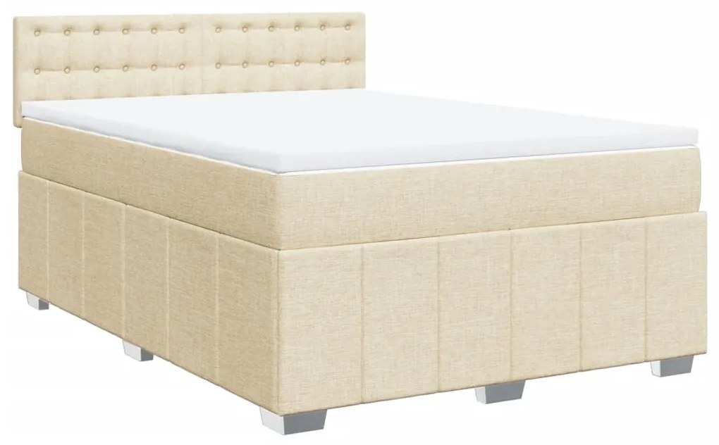 Cama com molas/colchão 140x200 cm tecido cor creme