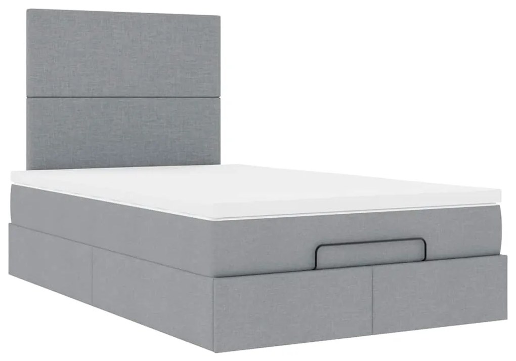 Estrutura cama otomana colchão 120x200 cm tecido cinzento claro