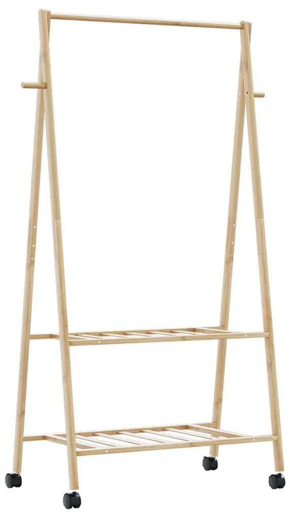 Cabide com prateleiras e rodas 96x45,5x155,5 cm bambu