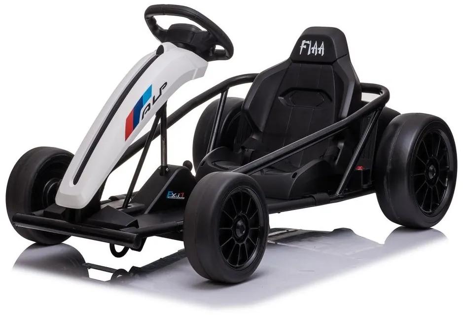 Kart elétrico DRIFT-CAR 24V, rodas lisas Drift, motor 2 x 350W, modo Drift a 13 km/h, bateria 24V, construção sólida branco