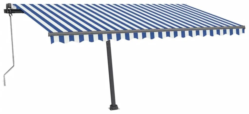 Toldo autom. c/ LED e sensor de vento 450x300 cm azul/branco
