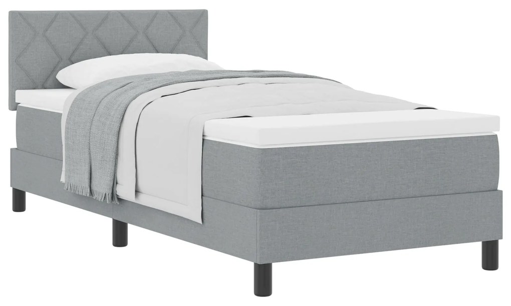Cama Box Spring com Colchão Cinza Claro 100x200 cm Tecido