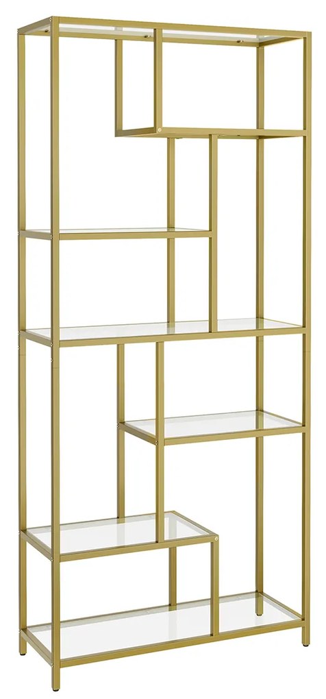 Estante com 6 prateleiras 30 x 80 x 180 cm dourado-transparente