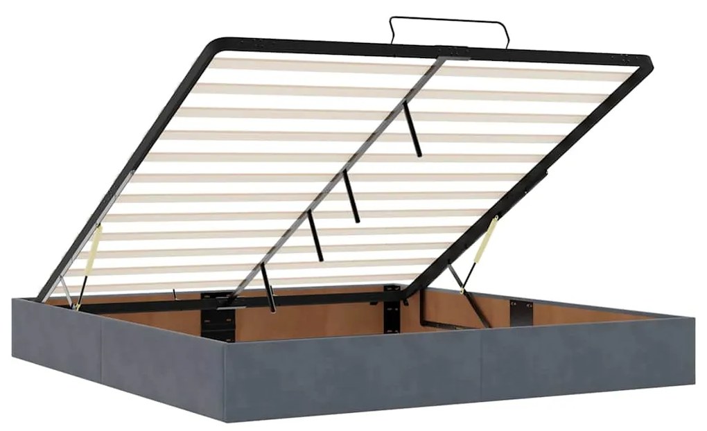 Estrutura de cama otomana sem colchão 160x200cm cinzento escuro