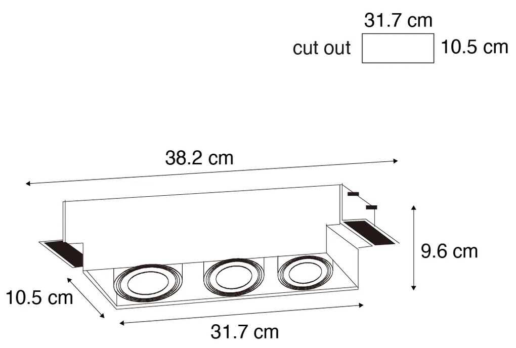 Conjunto de 6 Spot embutido branco GU10 AR70 trimless 3 luzes - Oneon