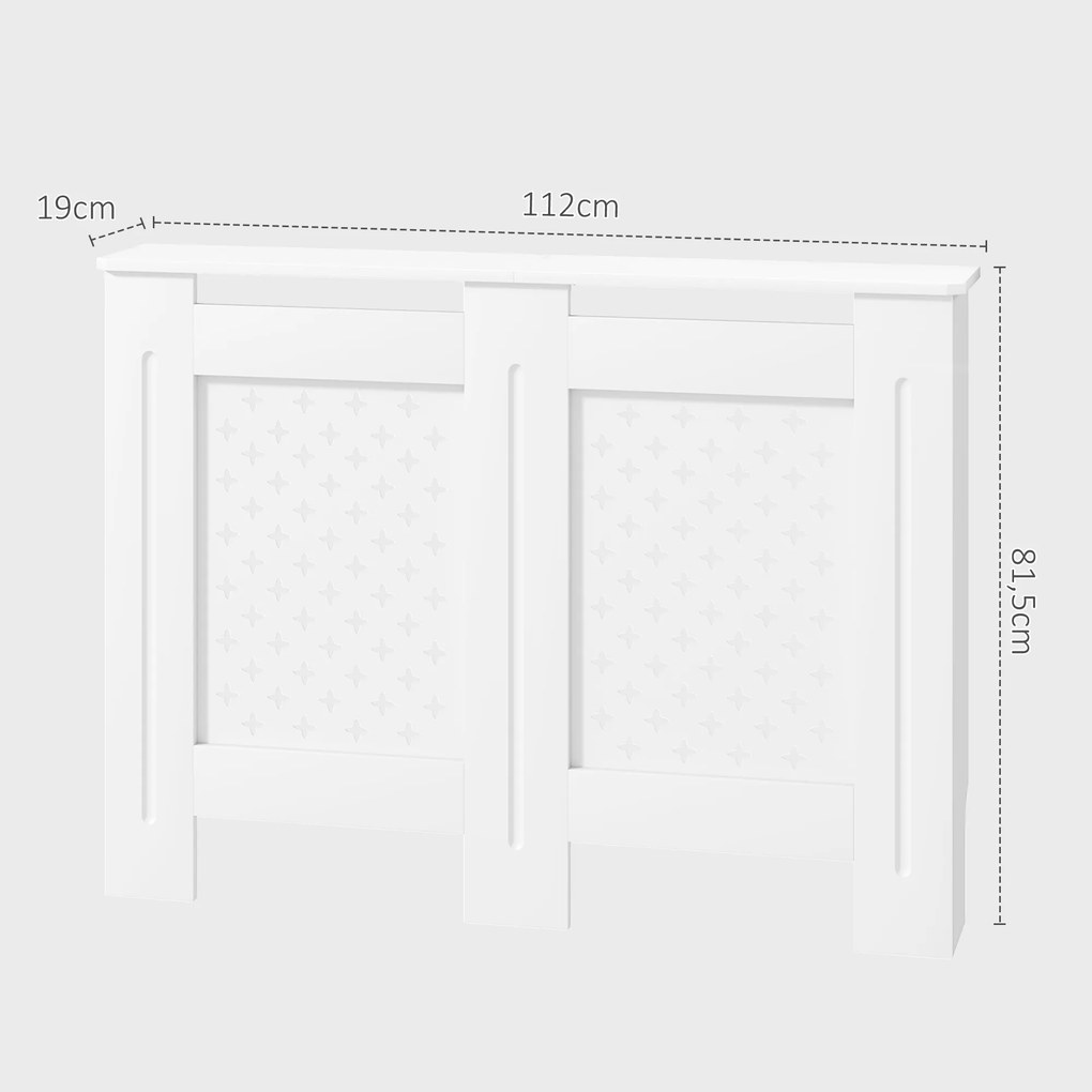 Cobertura de Radiador de Grelha Cruzada, 112 x 19 x 81,5 cm, Montagem de Parede, Branco