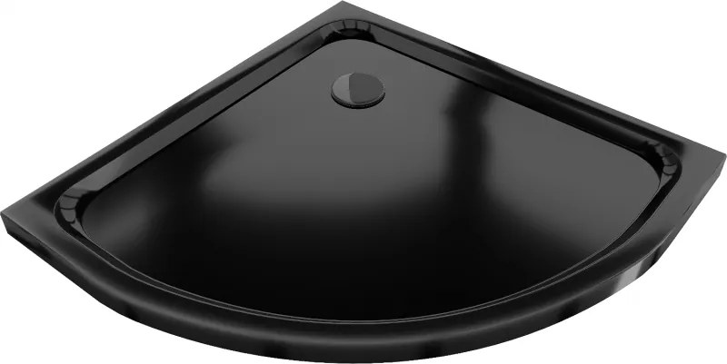 Mexen Flat base de duche semicircular slim 100 x 100 cm, preta, sifão preto - 41701010B