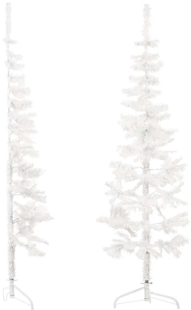 Meia árvore de Natal fina com suporte 120 cm branco