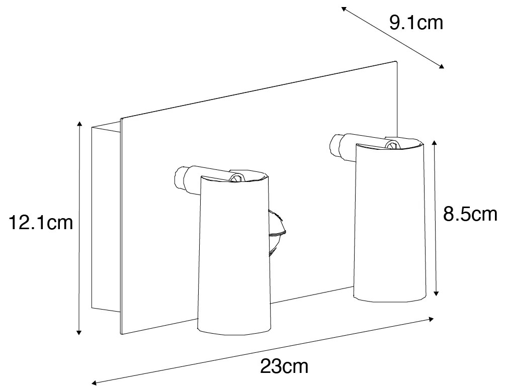 Candeeiro de parede exterior preto com LED sensor de movimento 2 luzes - Simon