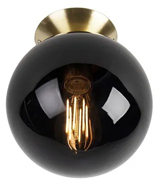 Candeeiro de teto Art Deco latão com vidro preto - Pallon Art Deco