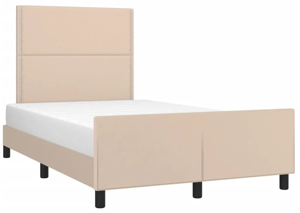Estrutura de cama sem colchão 120x190cm couro artif. cappuccino