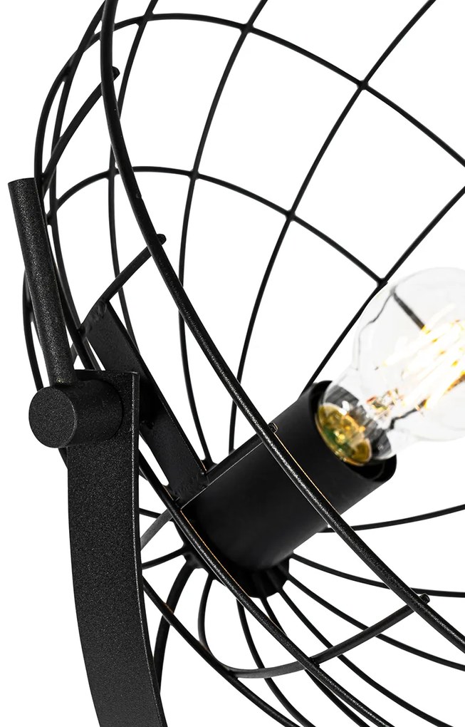 Candeeiro de pé industrial preto 35 cm ajustável - Hanze