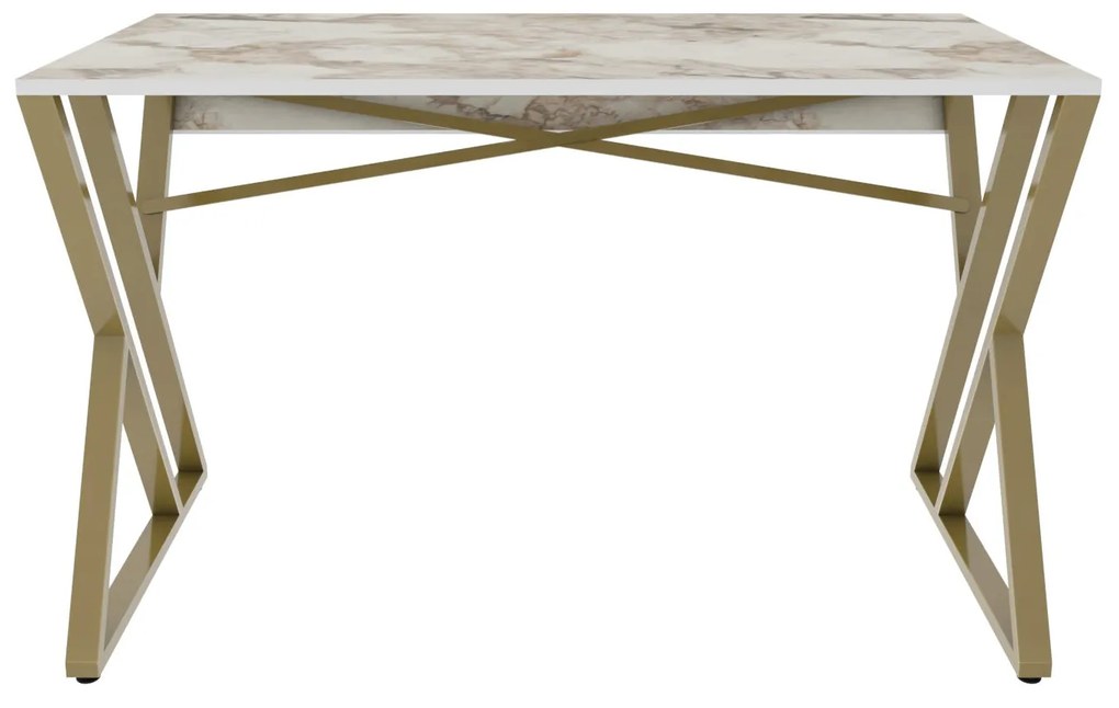 Secretária Gyza – Branco/Dourado – 120x60x75 cm