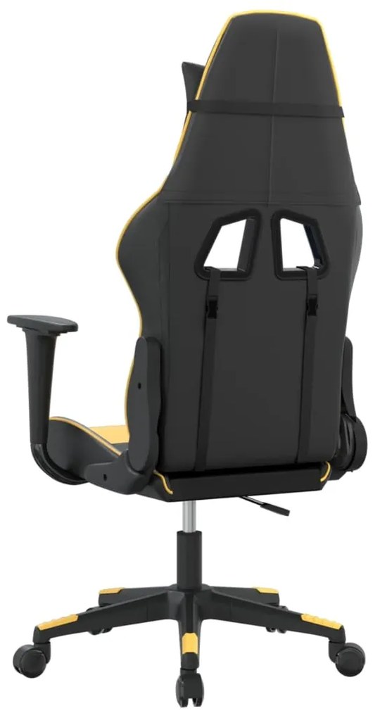 Cadeira gaming massagens couro artificial preto e dourado