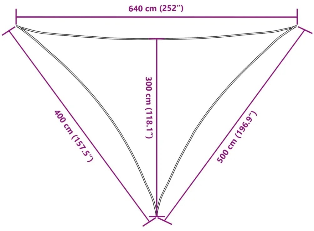 Para-sol estilo vela tecido oxford triangular 4x5x6,4 m branco