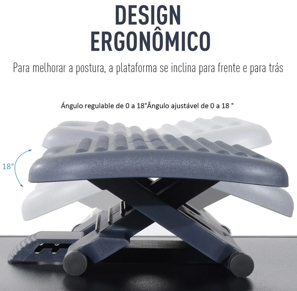 Apoio para os pés- Cor Preto- Plástico –Medida 46 x 35 cm