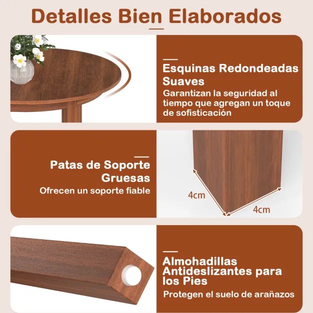 Mesa de jantar oval 110 x 78 x 77 cm com superfície ampla e pernas robustas de madeira com pés antiderrapantes Castanho