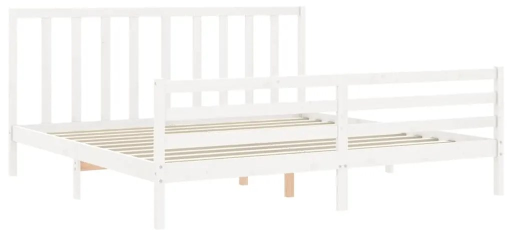 Estrutura cama Super King Size c/ cabeceira madeira branco