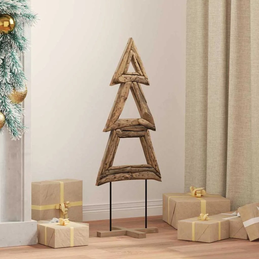 vidaXL Árvore de Natal Castanho 90 cm Madeira de teca maciça