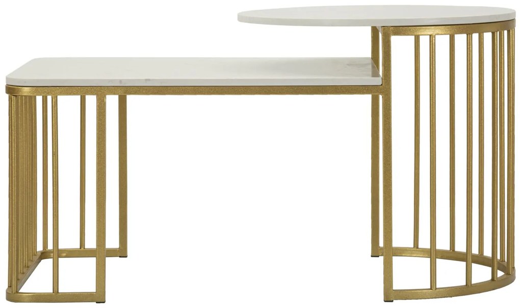 MESA DE CENTRO ANKARA 90X50X50 CM DOURADA E BRANCA