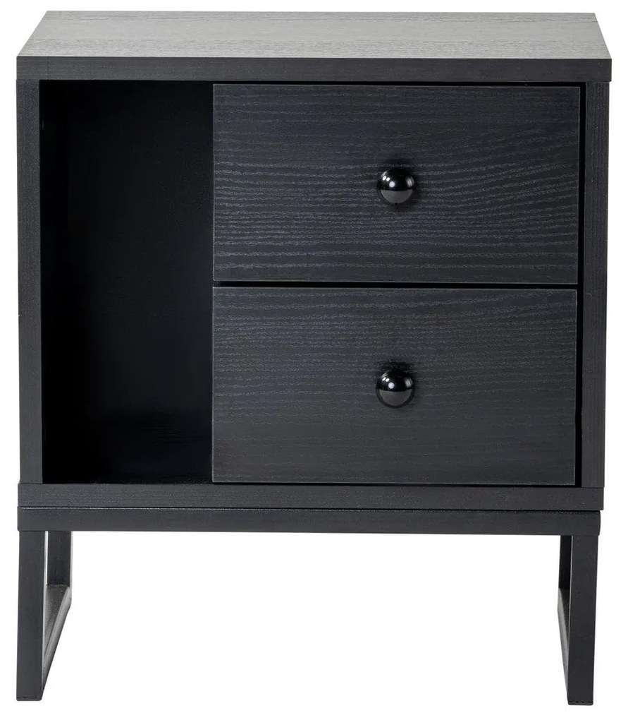 Mesa de Cabeceira Glimmer – Preto Madeira – 45,2x50x29,5 cm